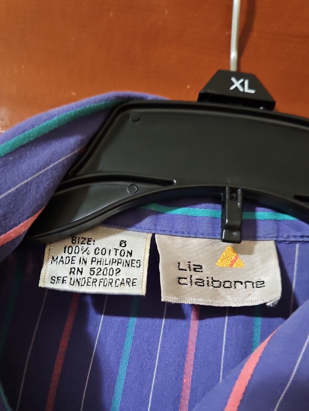 Vintage Liz Claiborne Purple Pink Teal Striped Cotton Midi Dress Size 6 - Picture 2 of 7